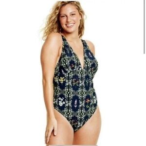 NWT Agua Bendita X Target swimsuit one piece swim cheeky floral size 1X